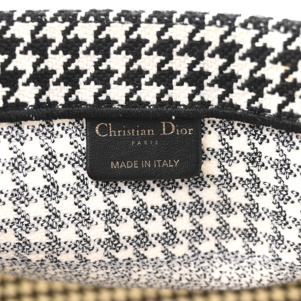 Canvas Houndstooth Embroidered Medium Book  Black White