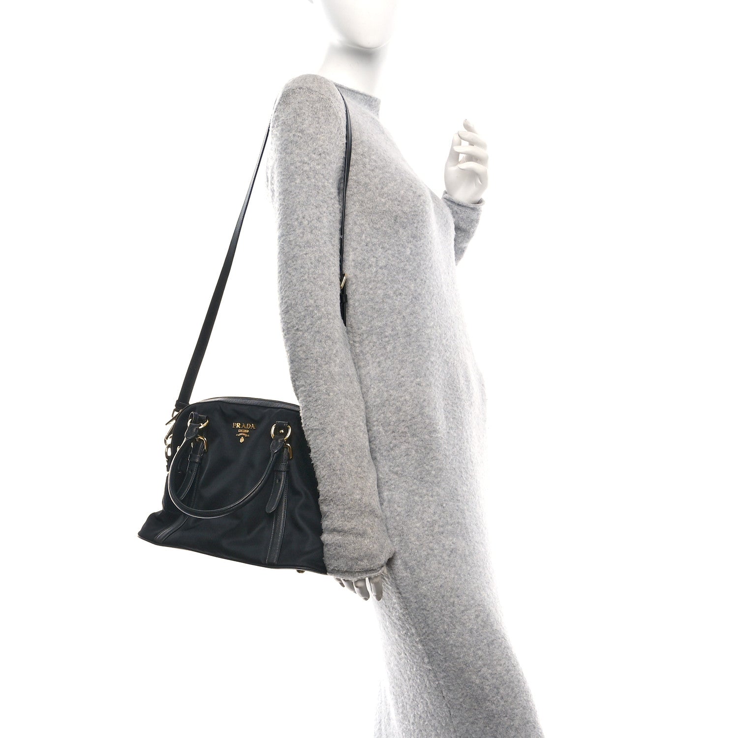 Tessuto Nylon Saffiano Small Tote Black
