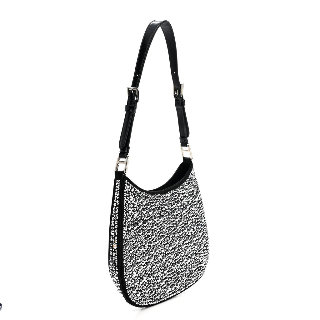Satin Crystal Cleo Adjustable Strap Shoulder Bag Metal