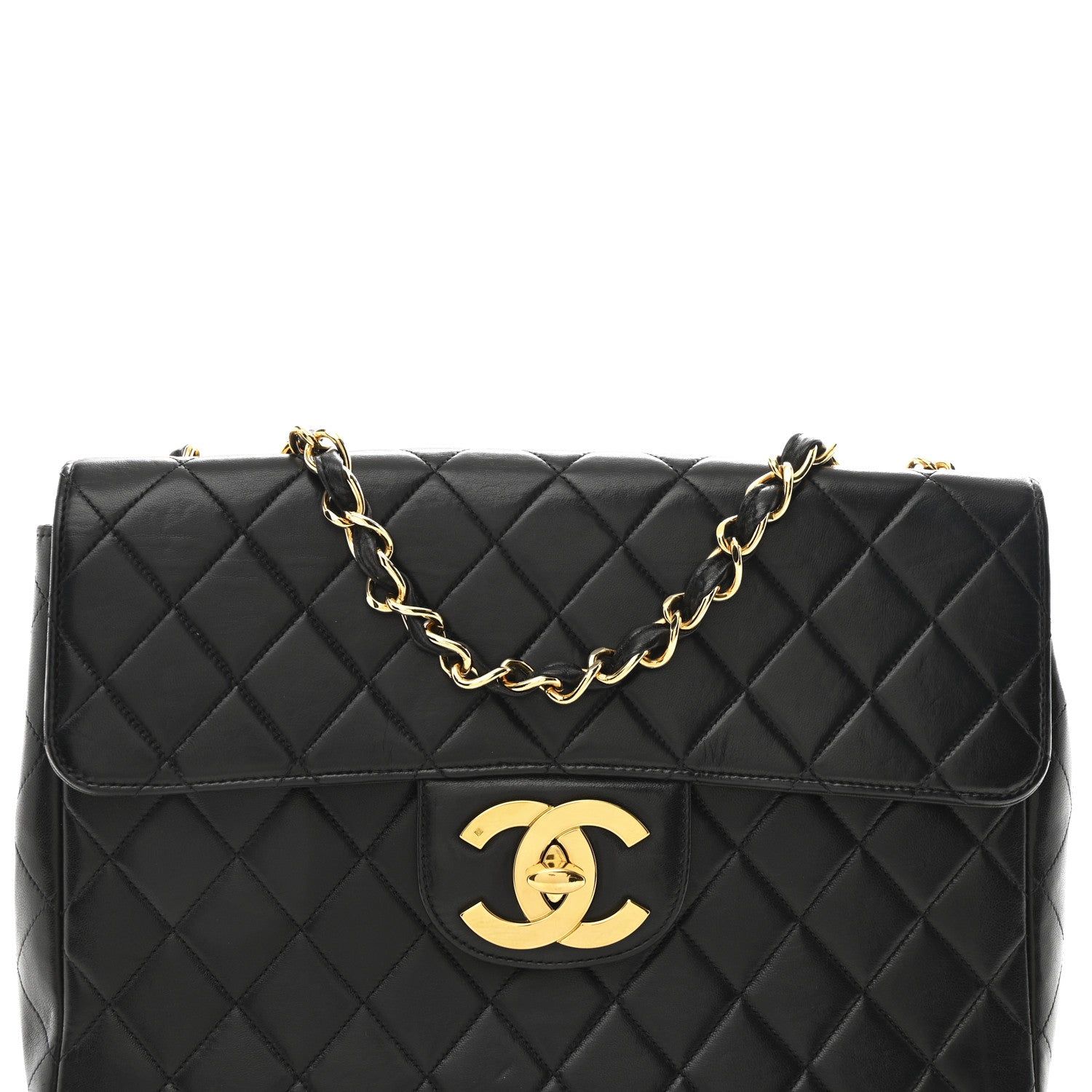 Lambskin Quilted XL Jumbo Single Flap Black