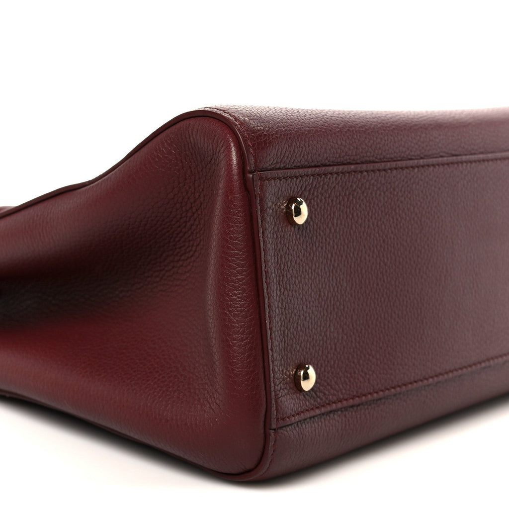 Grained Calfskin Small Neo Executive Shopper Tote Burgundy
