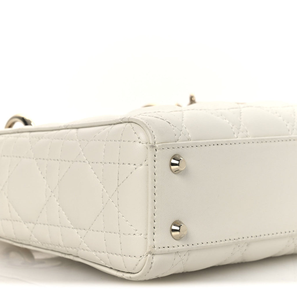 Lambskin Cannage Mini Lady Dior White