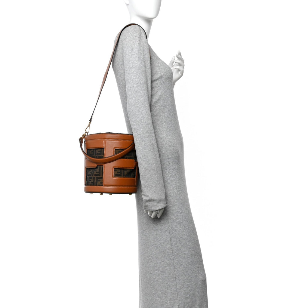 Nylon Vitello King Logo Step Out Bucket Bag Brandy