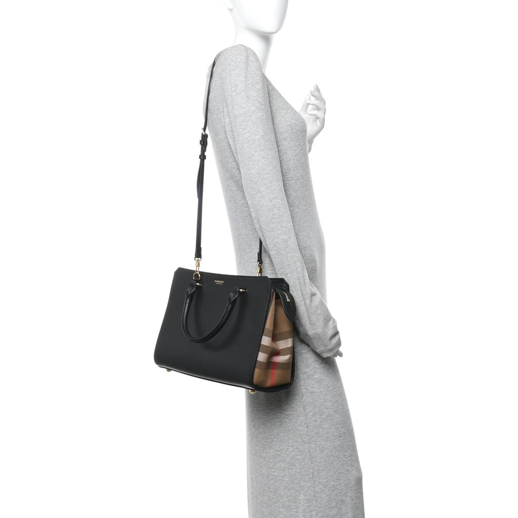 Calfskin Mega Check Small Banwell Tote Black