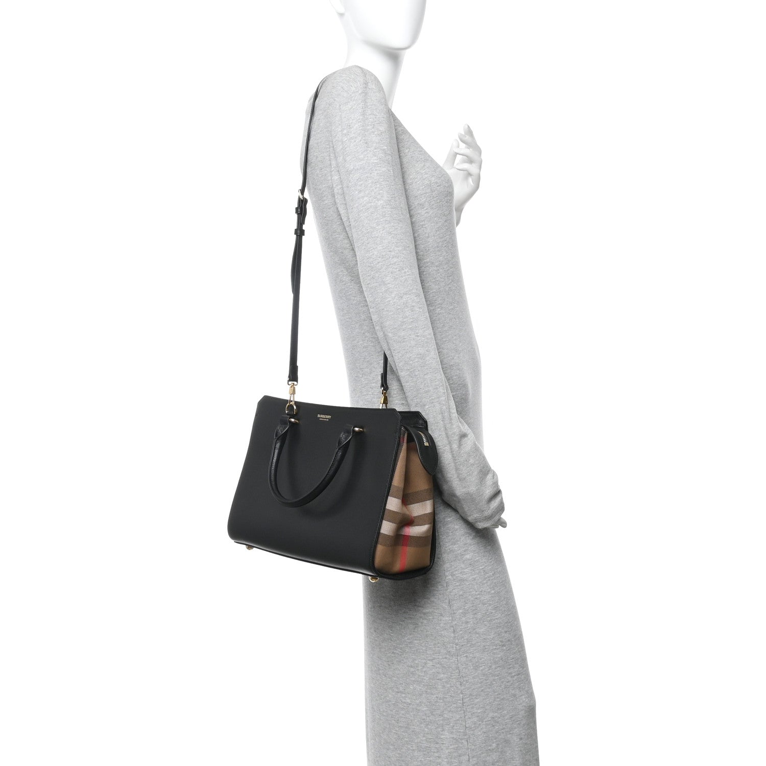 Calfskin Mega Check Small Banwell Tote Black