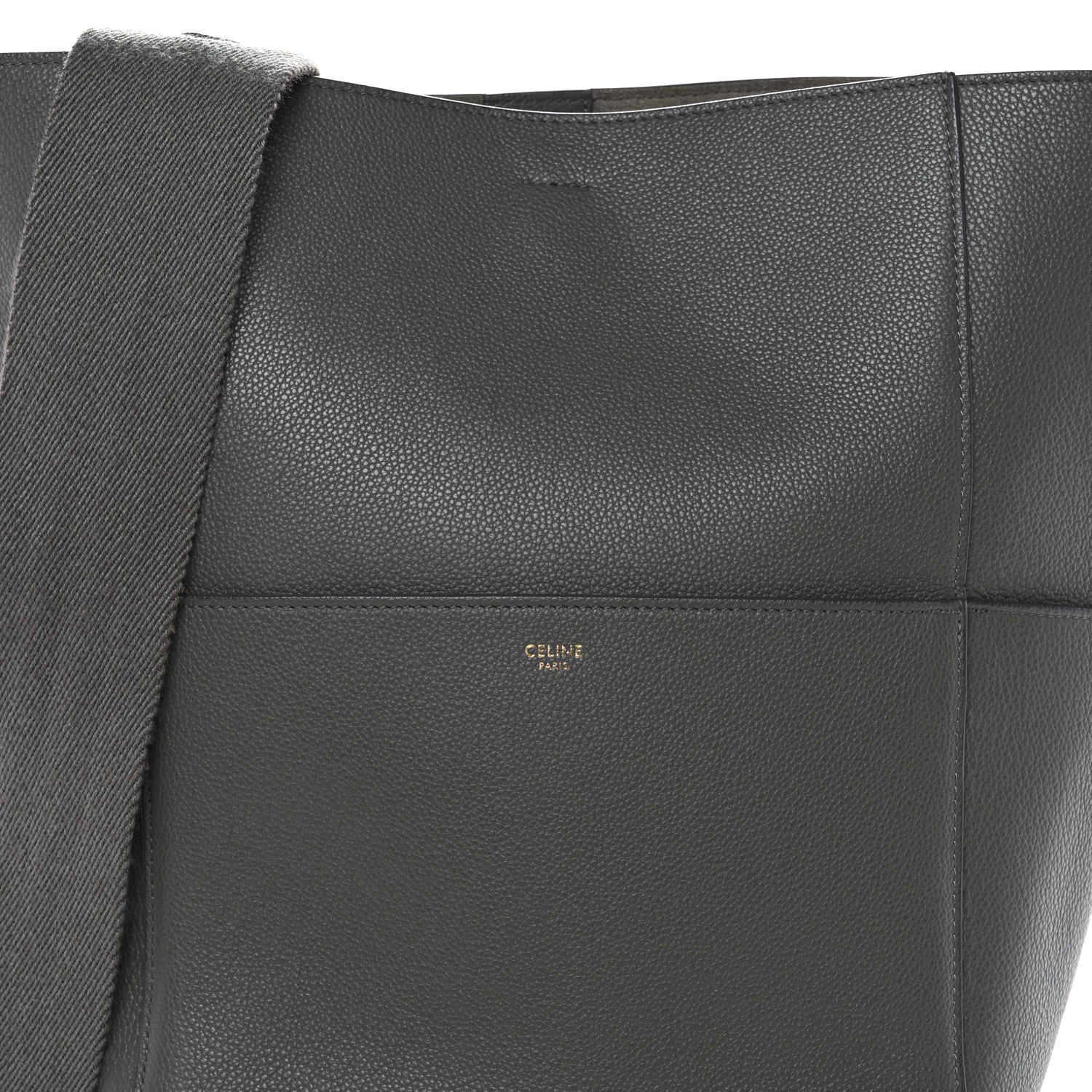Soft Grained Calfskin Sangle Bucket Bag Grey