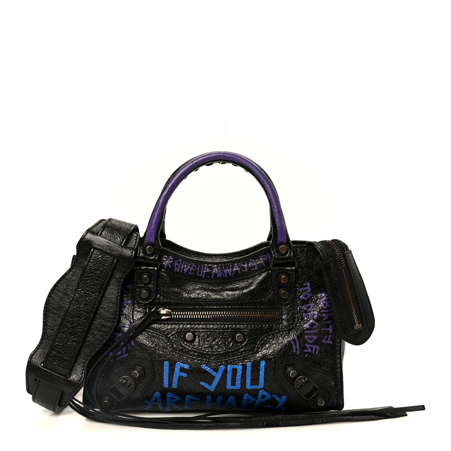 Agneau Arena Graffiti All Over Classic Hardware Mini City Black Bleu Violet