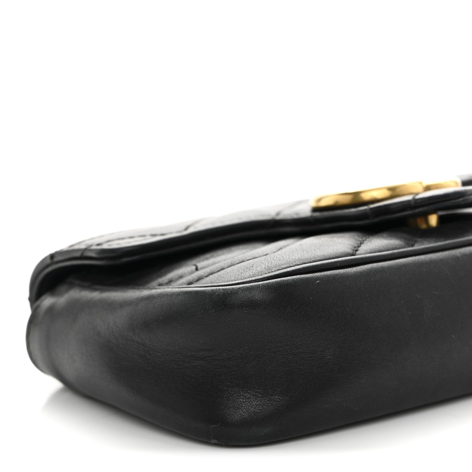 Calfskin Matelasse Super Mini GG Marmont Shoulder Bag Black