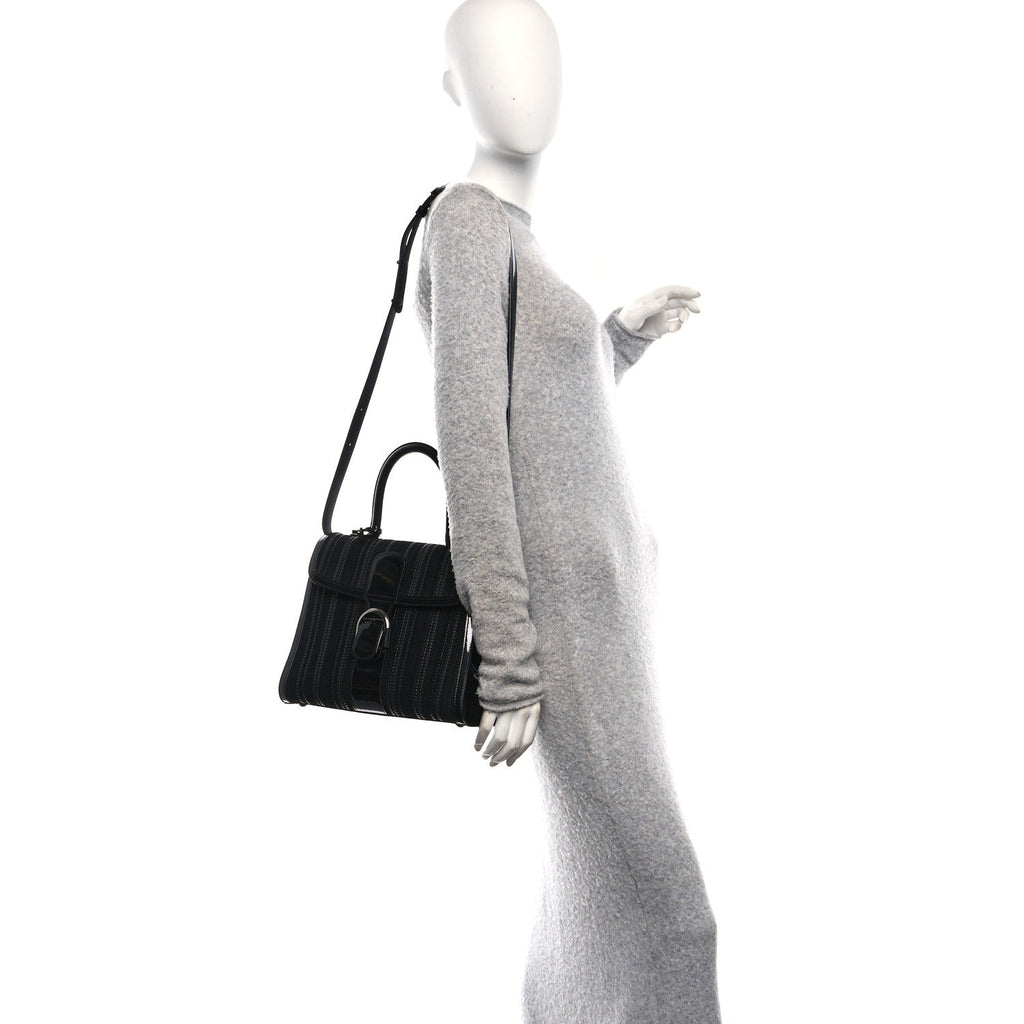 Canvas Patent Calfskin MM Brillant Satchel Black