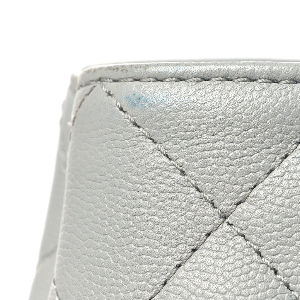 Caviar Quilted Shopping Tote Light Green