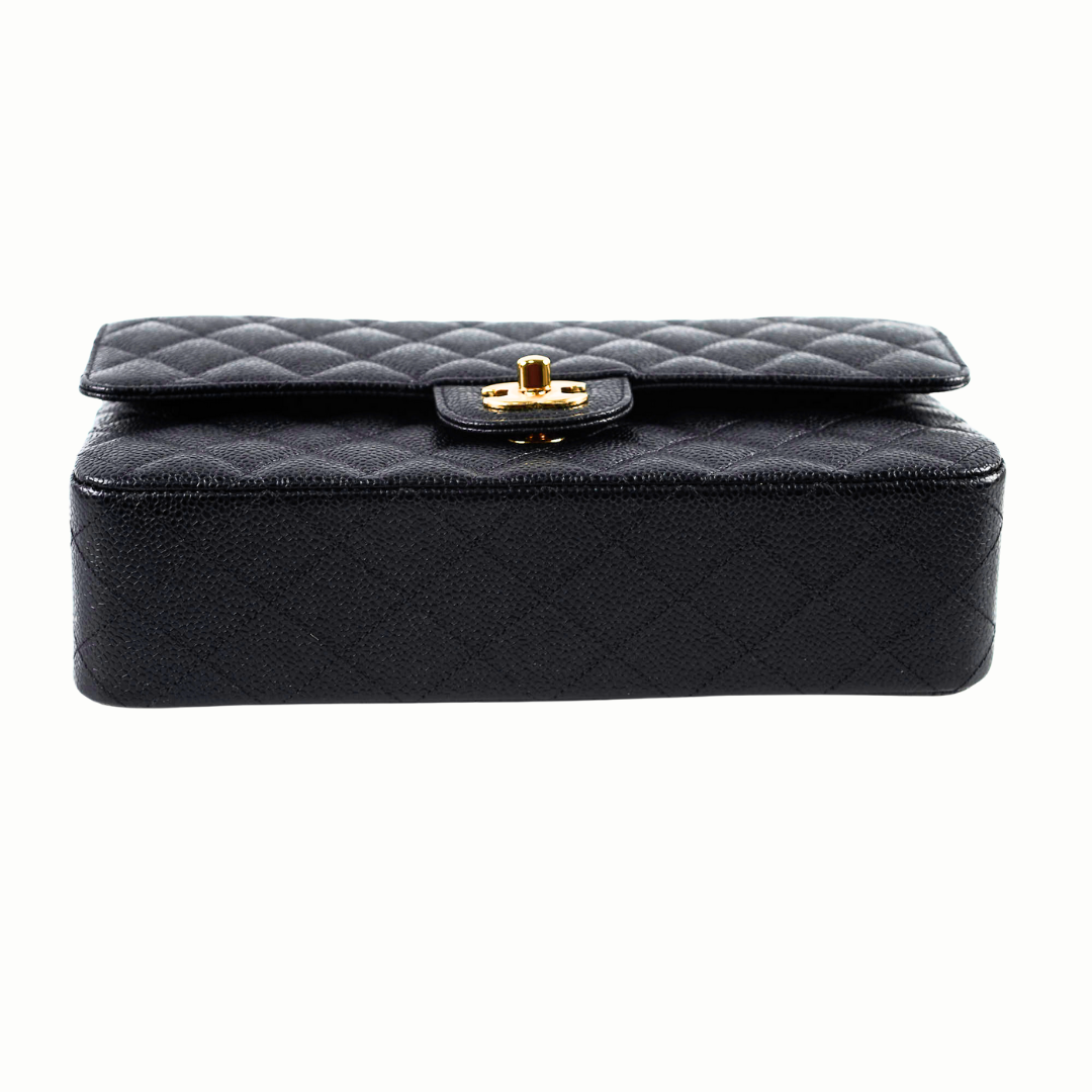 Chanel Medium/Large Caviar Double Classic Flap Black 2021 Microchipped