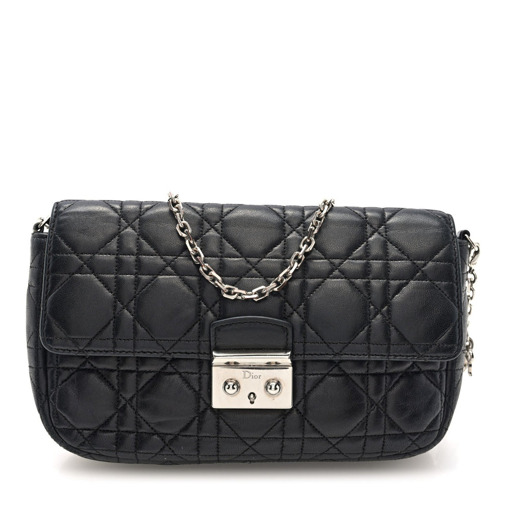 Lambskin Cannage Miss Dior Promenade Pouch Black