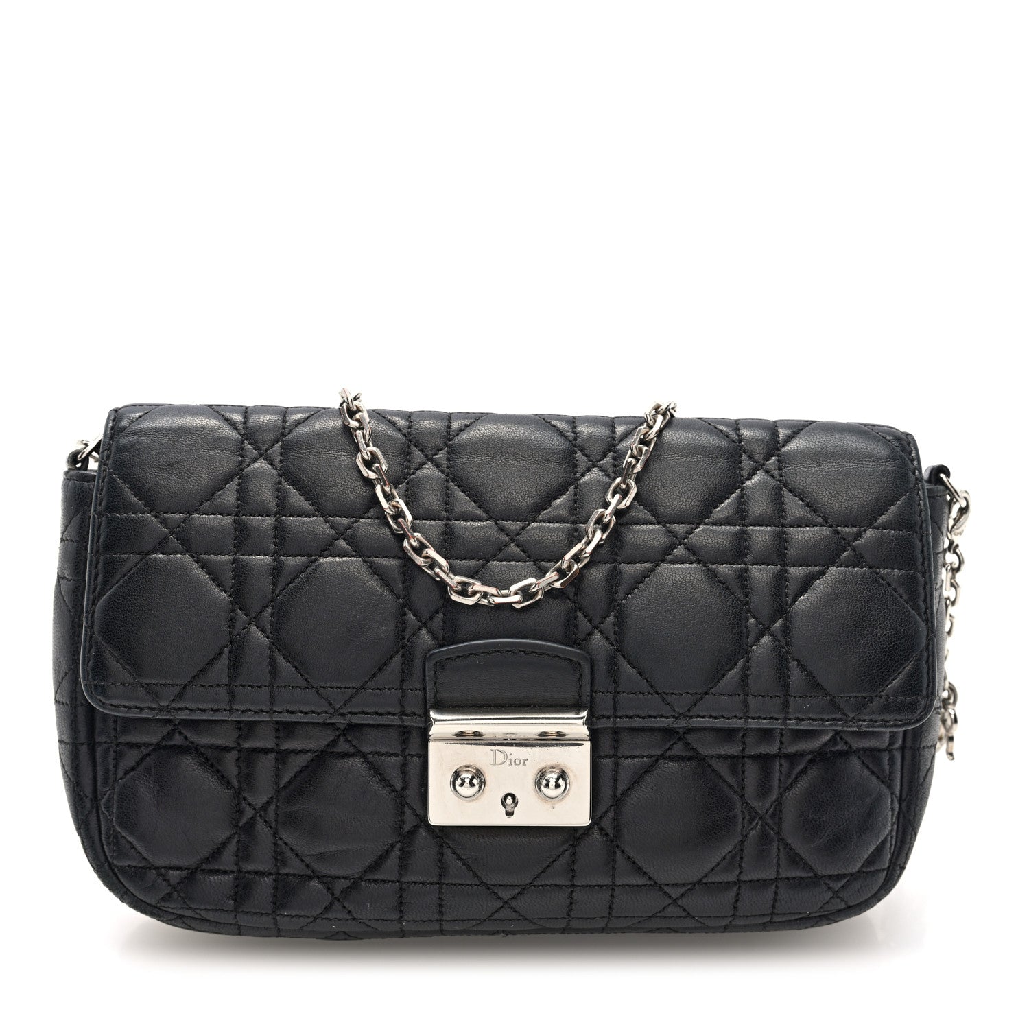Lambskin Cannage Miss Dior Promenade Pouch Black