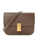 Liege Calfskin Medium Classic Box Flap Bag Taupe