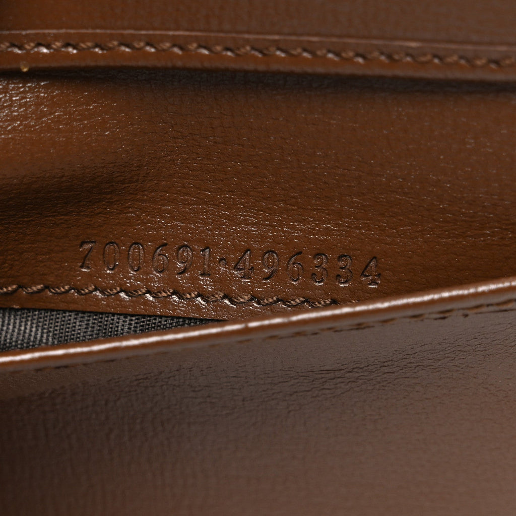 GG Supreme Monogram Azalea Calfskin Retro Interlocking G Compact Wallet Beige Ebony Brown Sugar