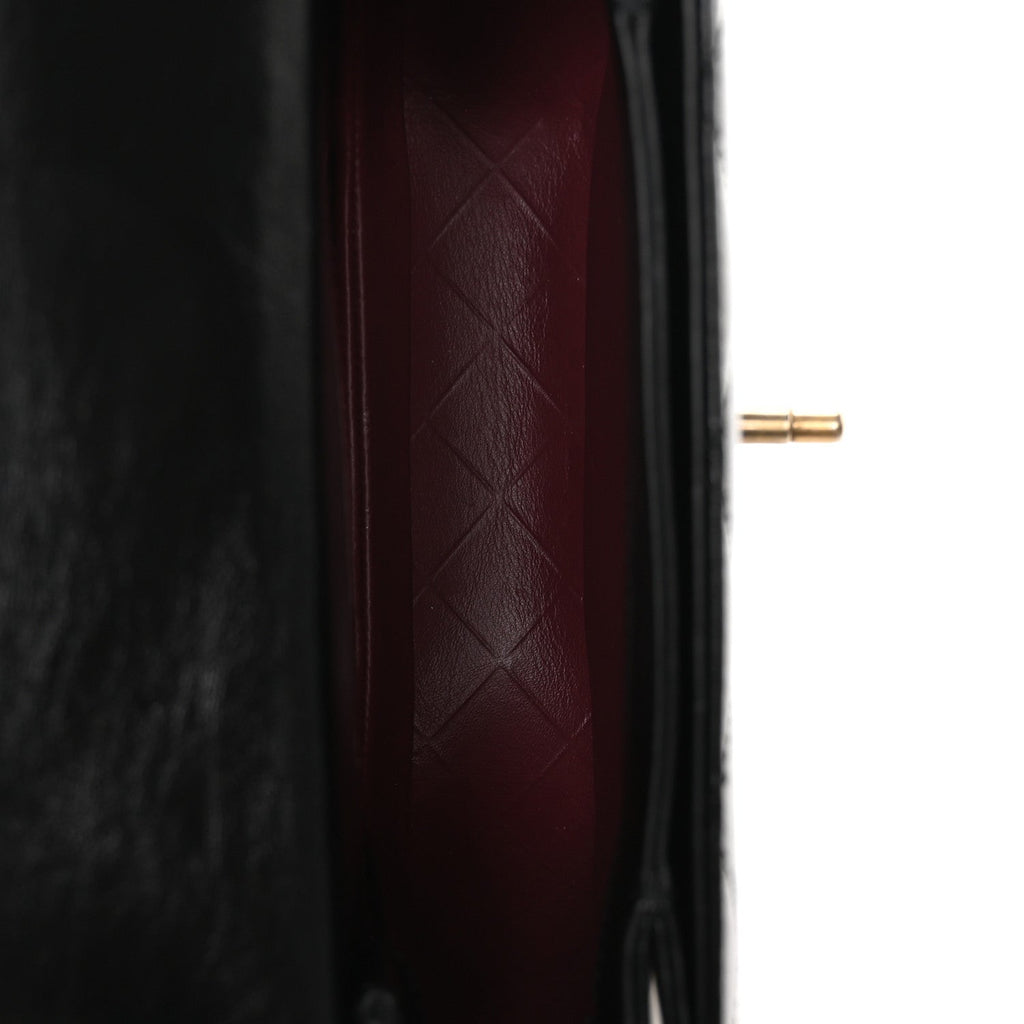 Shiny Calfskin Quilted Buckle Moon Messenger Black