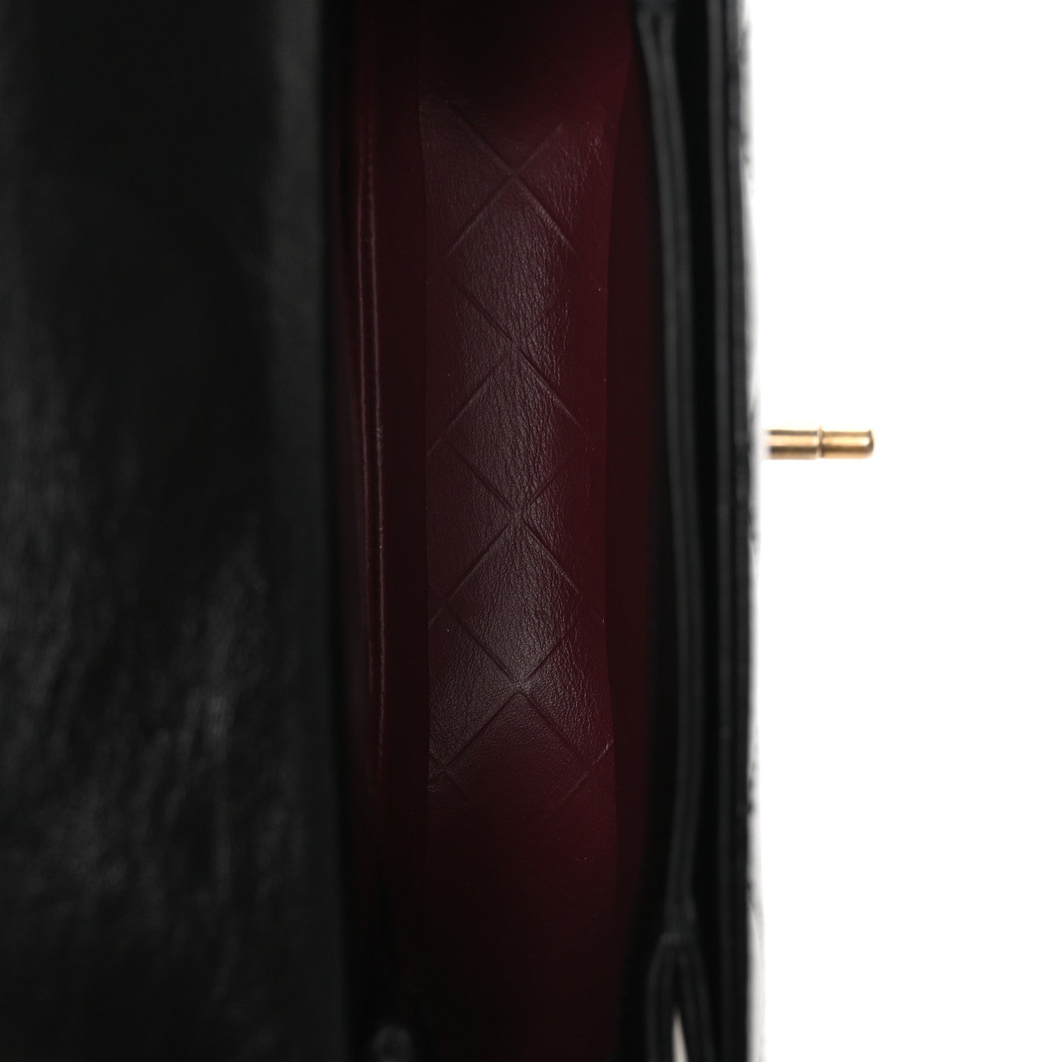 Shiny Calfskin Quilted Buckle Moon Messenger Black