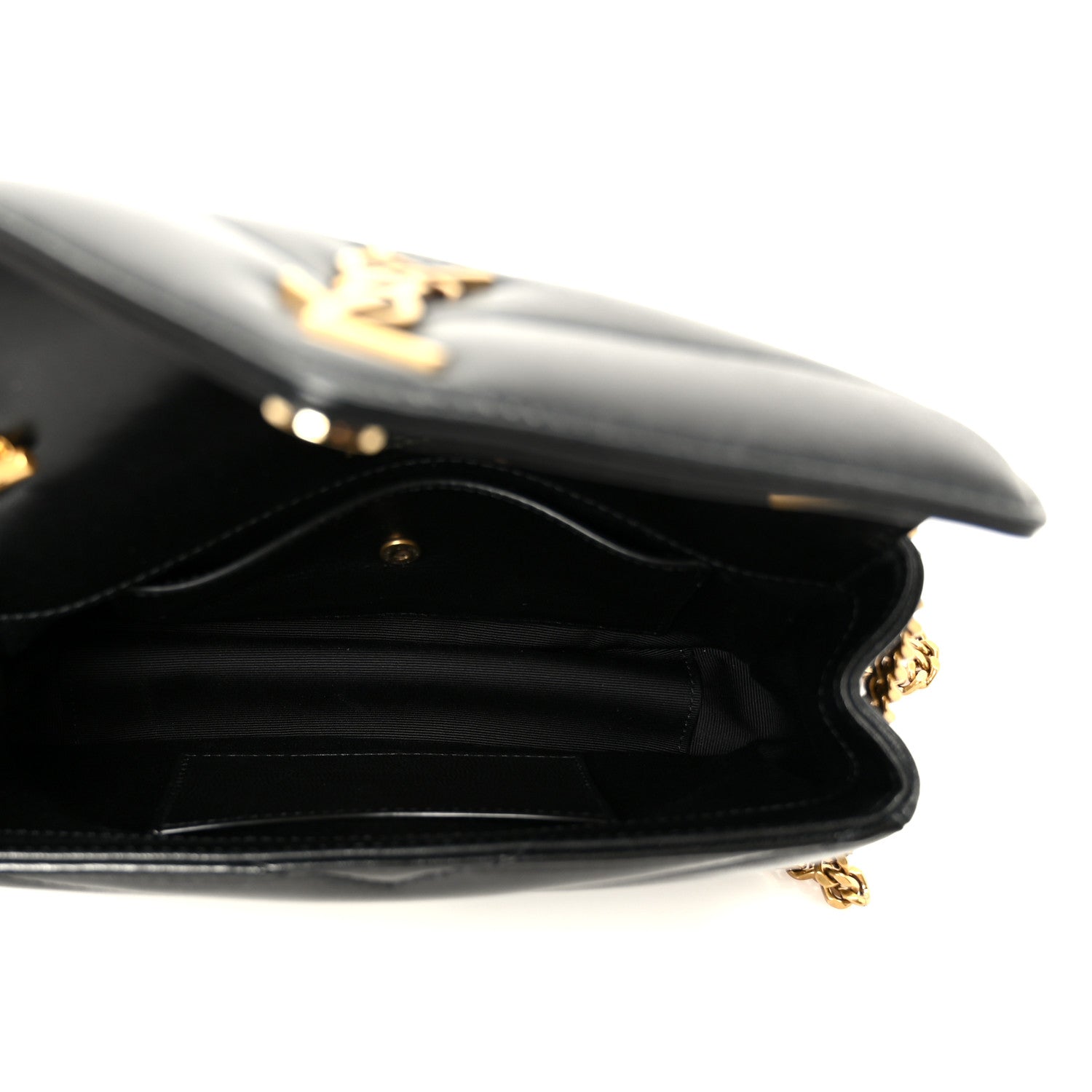 Lambskin Chevron Quilted Mini Loulou Black