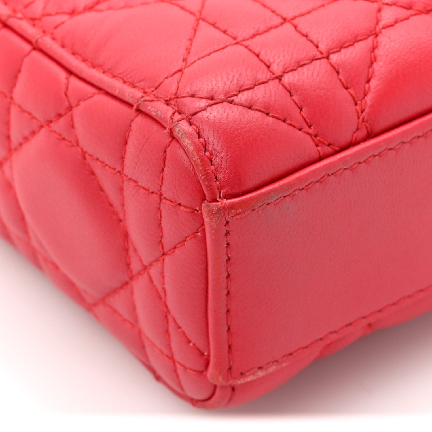 Lambskin Cannage Medium Lady D-Joy Red