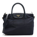 Tessuto Nylon Saffiano Shopping Tote Navy