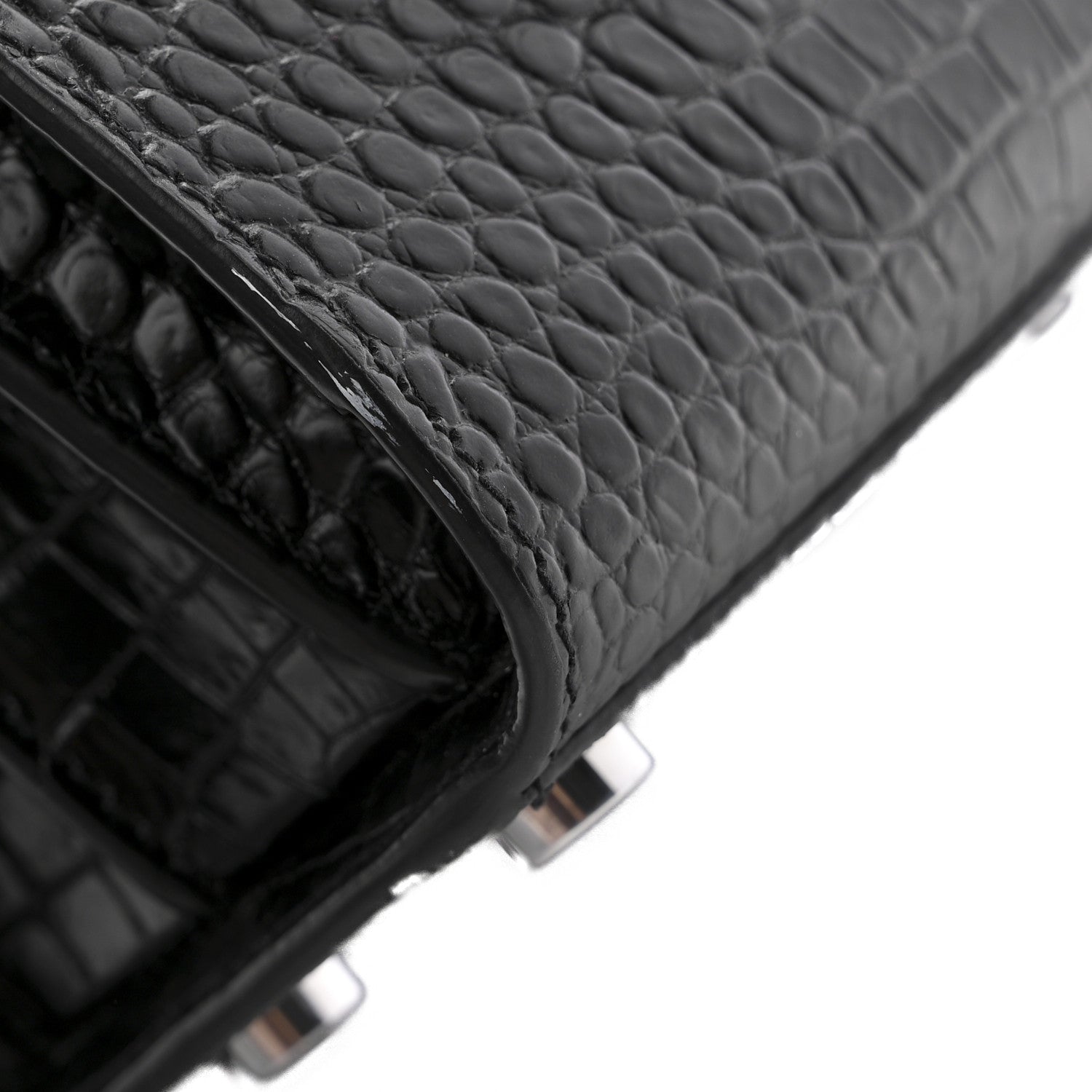 Calfskin Crocodile Embossed Nano Sac De Jour Black