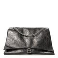 Metallic Crushed Calfskin Large Crush Chain Bag Steel Grey