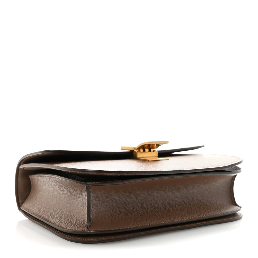 Liege Calfskin Medium Classic Box Flap Bag Taupe