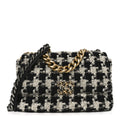 Tweed Quilted Large Chanel 19 Flap Black Ecru White