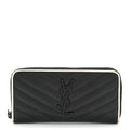 Grain De Poudre Matelasse Chevron Monogram Zip Around Wallet Black Dove White