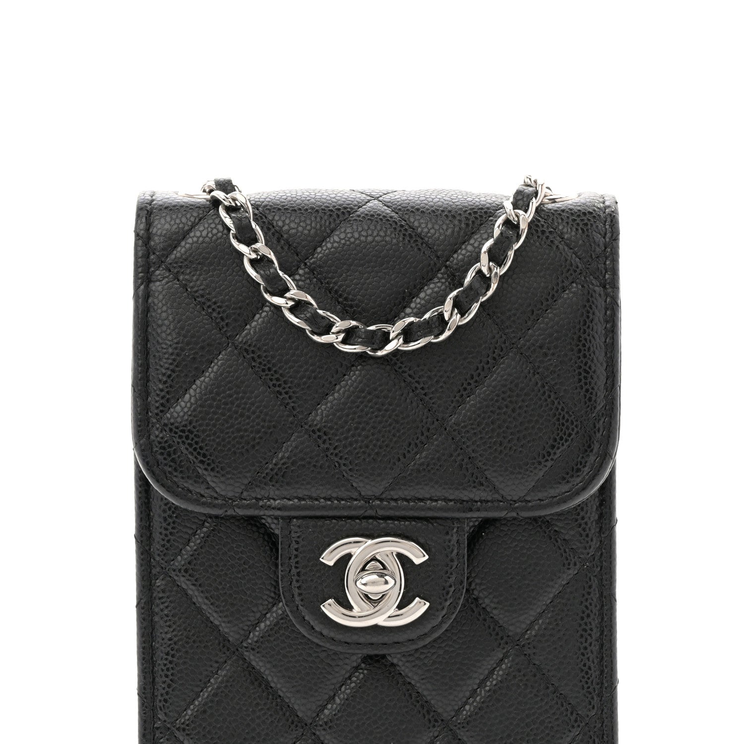 Caviar Quilted Classic Phone Holder Black