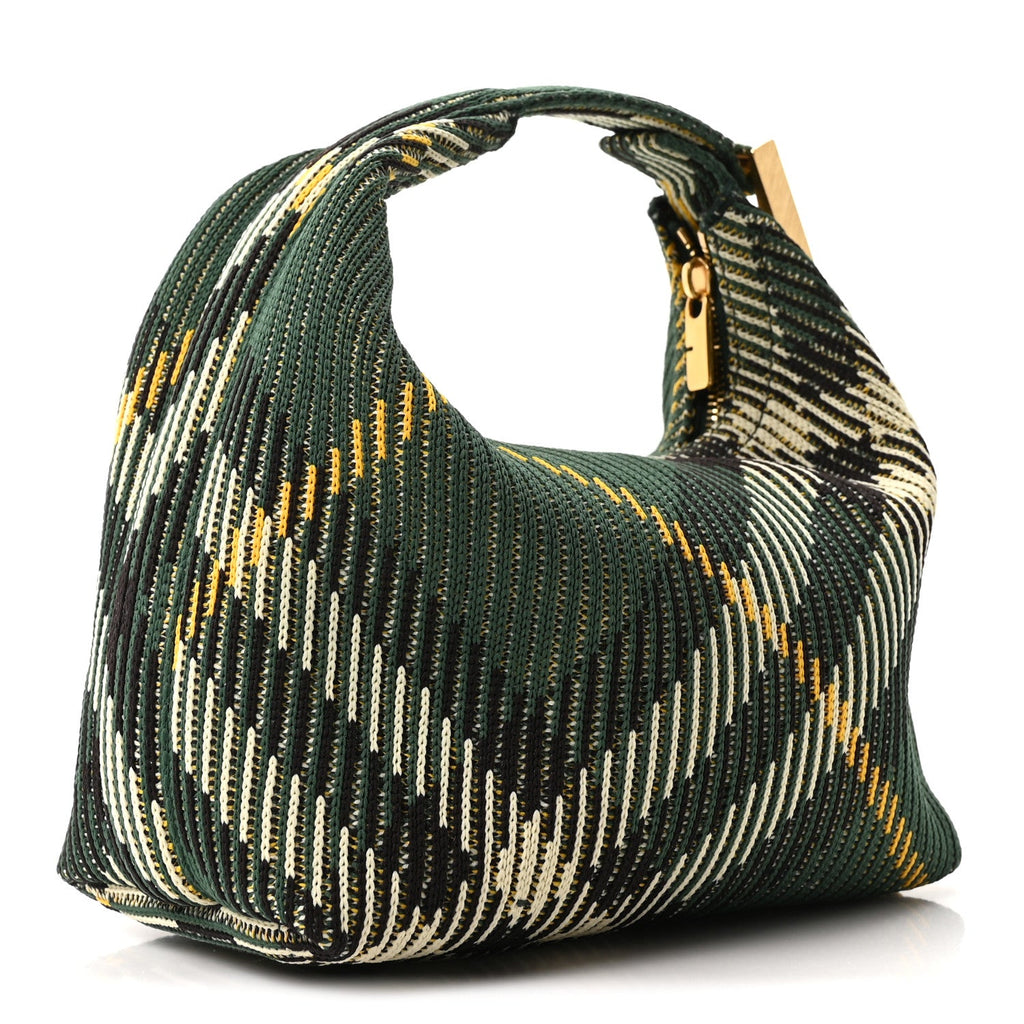 Canvas Knitted Check Mini Peg Duffle Bag Ivy