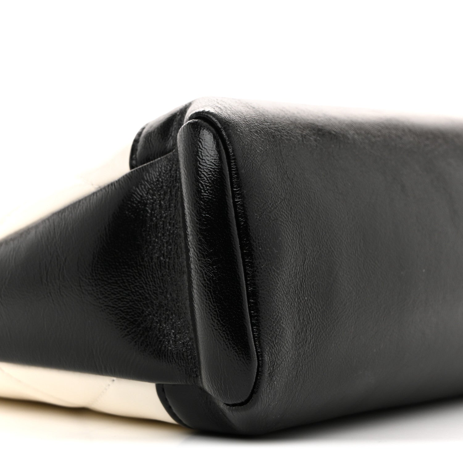Patent Calfskin Quilted Mini 31 Shopping Bag White Black