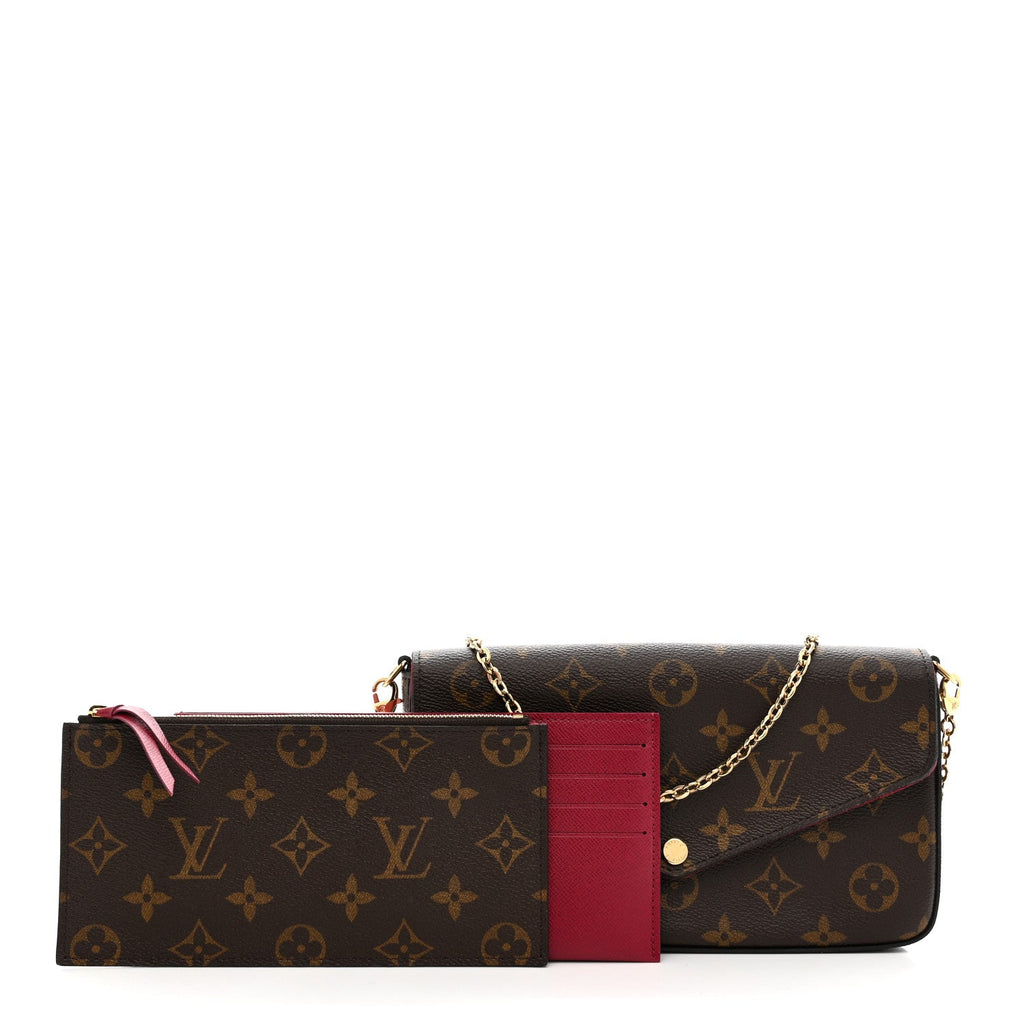 Monogram Pochette Felicie Chain Wallet Fuchsia