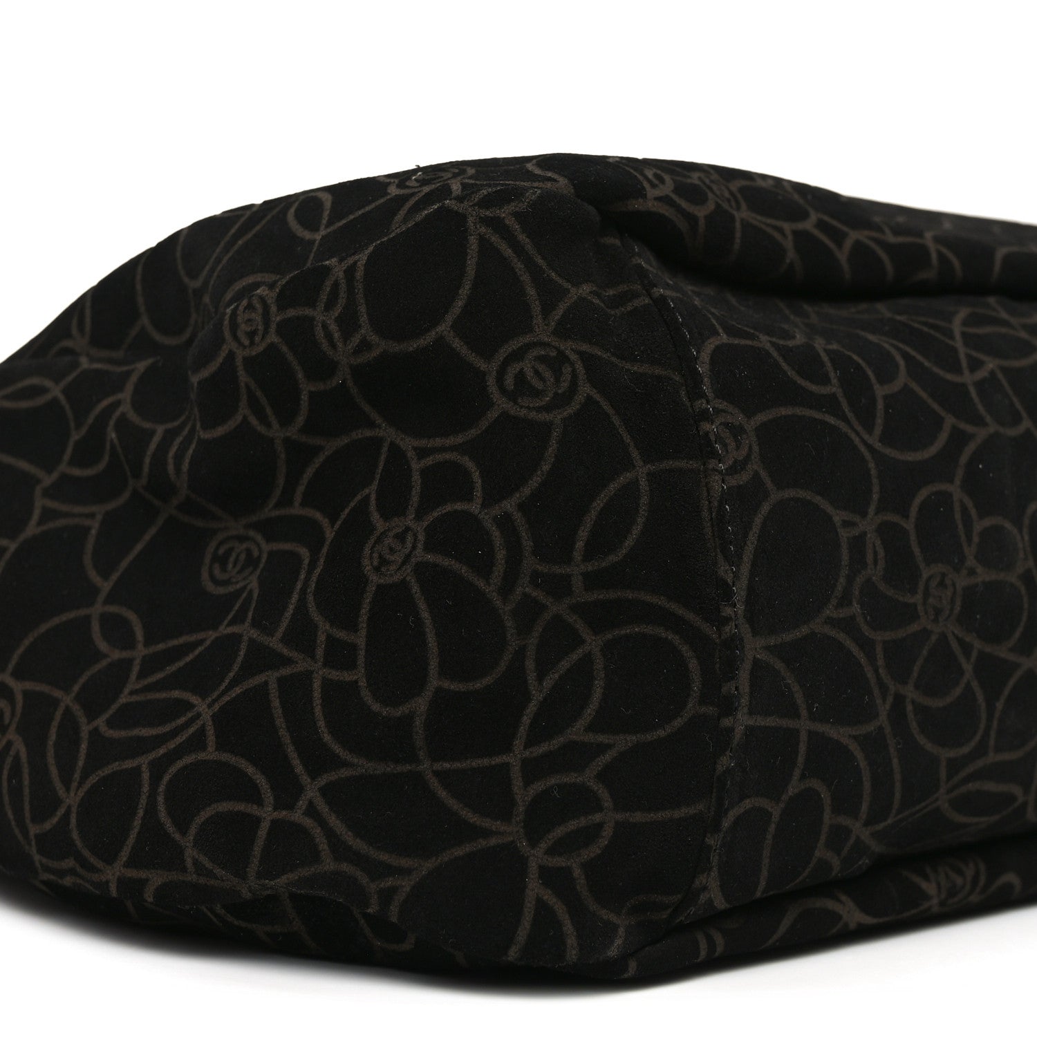 Suede Camellia Hobo Bag Black
