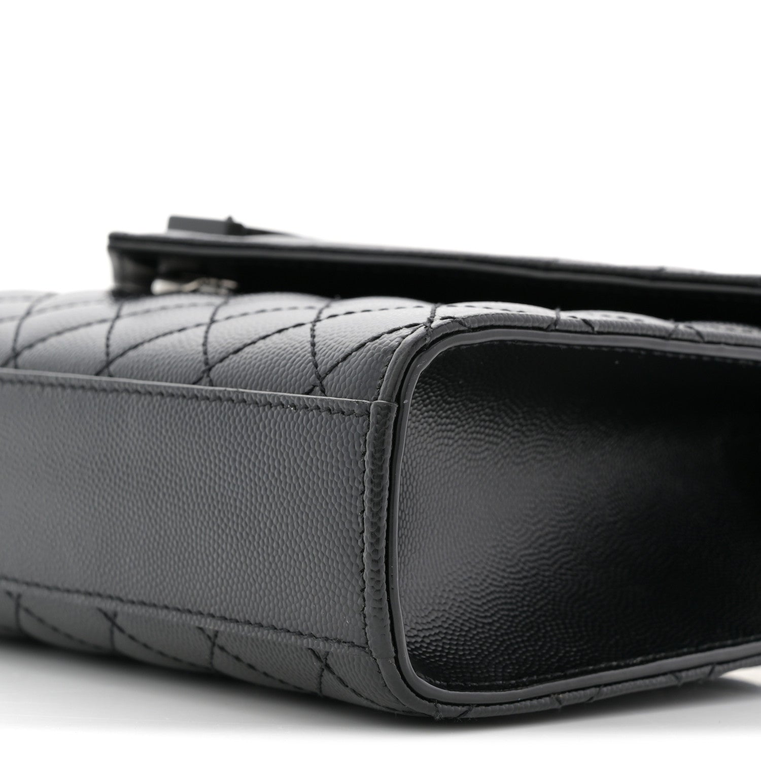 Grain De Poudre Textured Mixed Matelasse Triquilt Medium Monogram Monochrome Satchel Black
