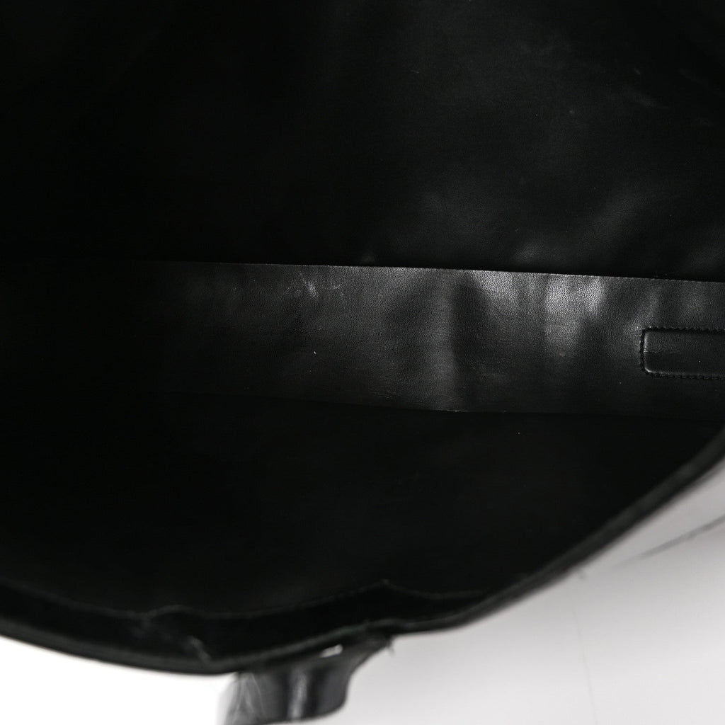 Calfskin Crocodile Embossed Large Cut Out Shoulder Bag Black
