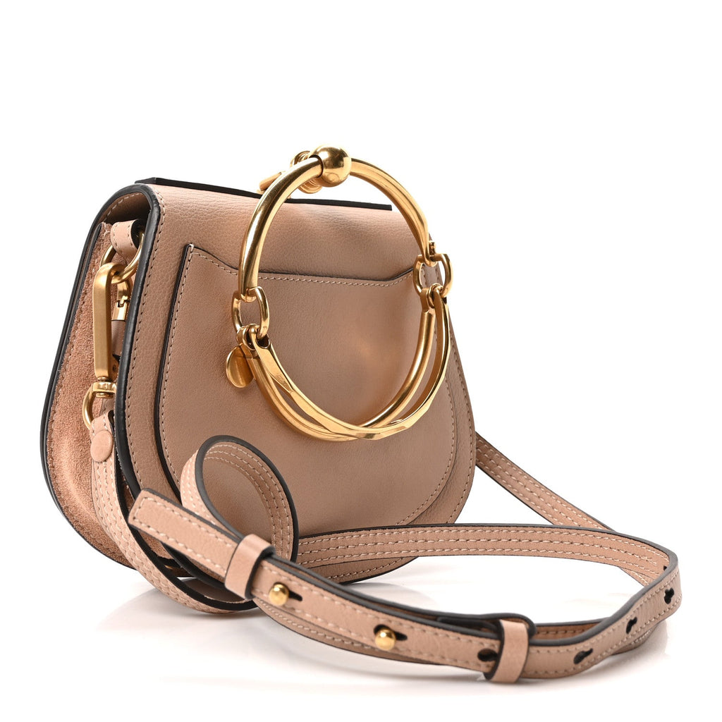 Calfskin Suede Small Nile Bracelet Bag Biscotti Beige