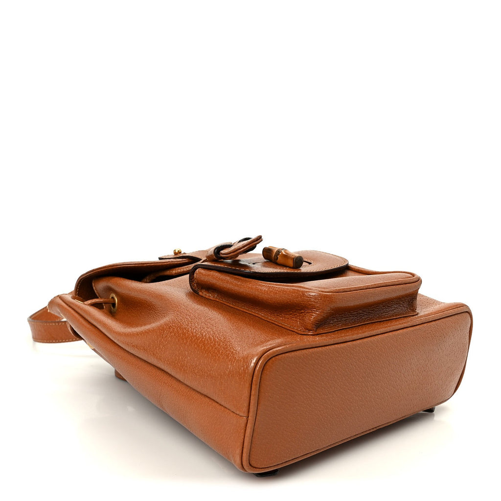 Calfskin Bamboo Mini Backpack Brown