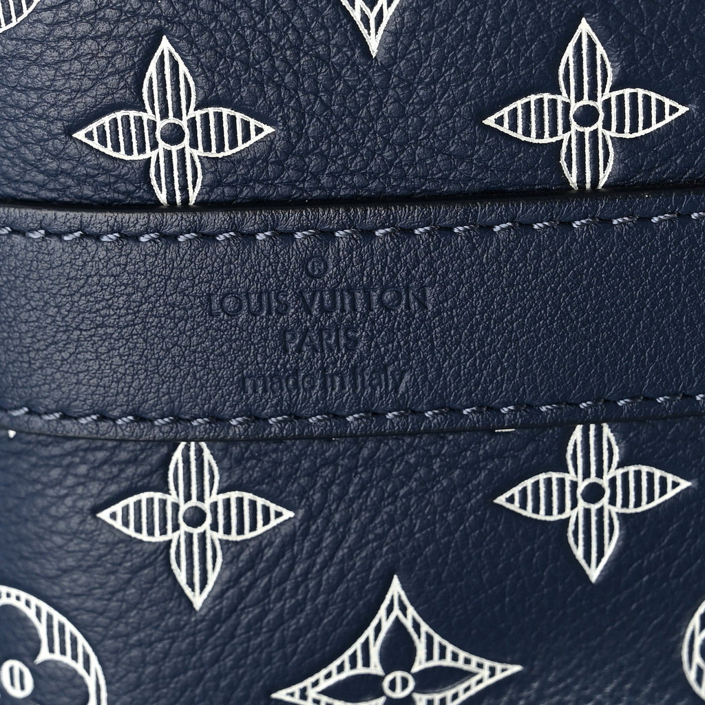Calfskin Shadow Monogram Keepall Bandouliere 50 Ink Blue White