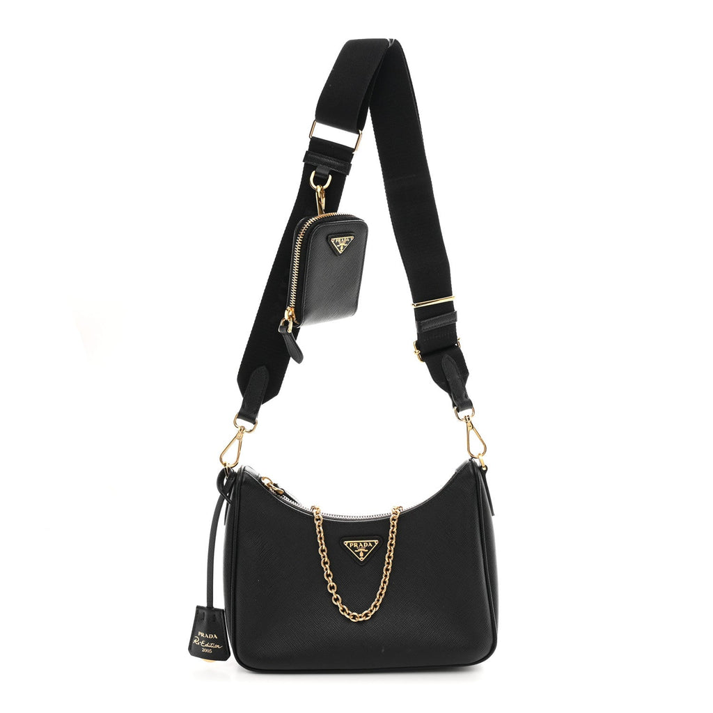 Saffiano Lux Re-Edition 2005 Shoulder Bag Black