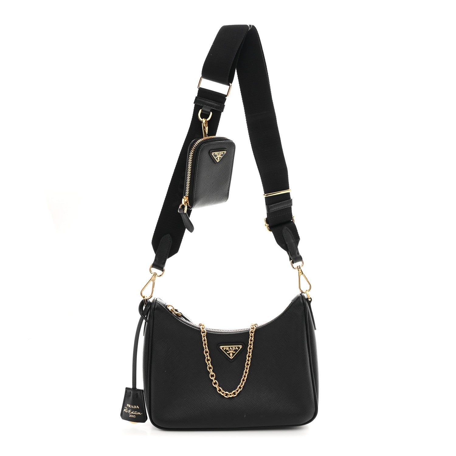 Saffiano Lux Re-Edition 2005 Shoulder Bag Black