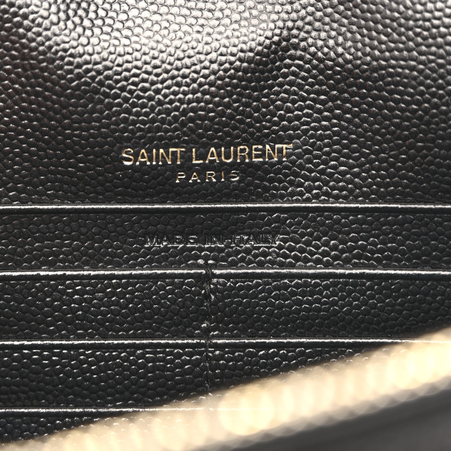 Grain De Poudre Matelasse Chevron Monogram Envelope Chain Wallet Black