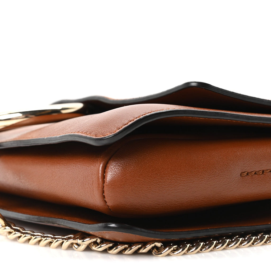 Suede Calfskin Small Faye Shoulder Bag Tobacco