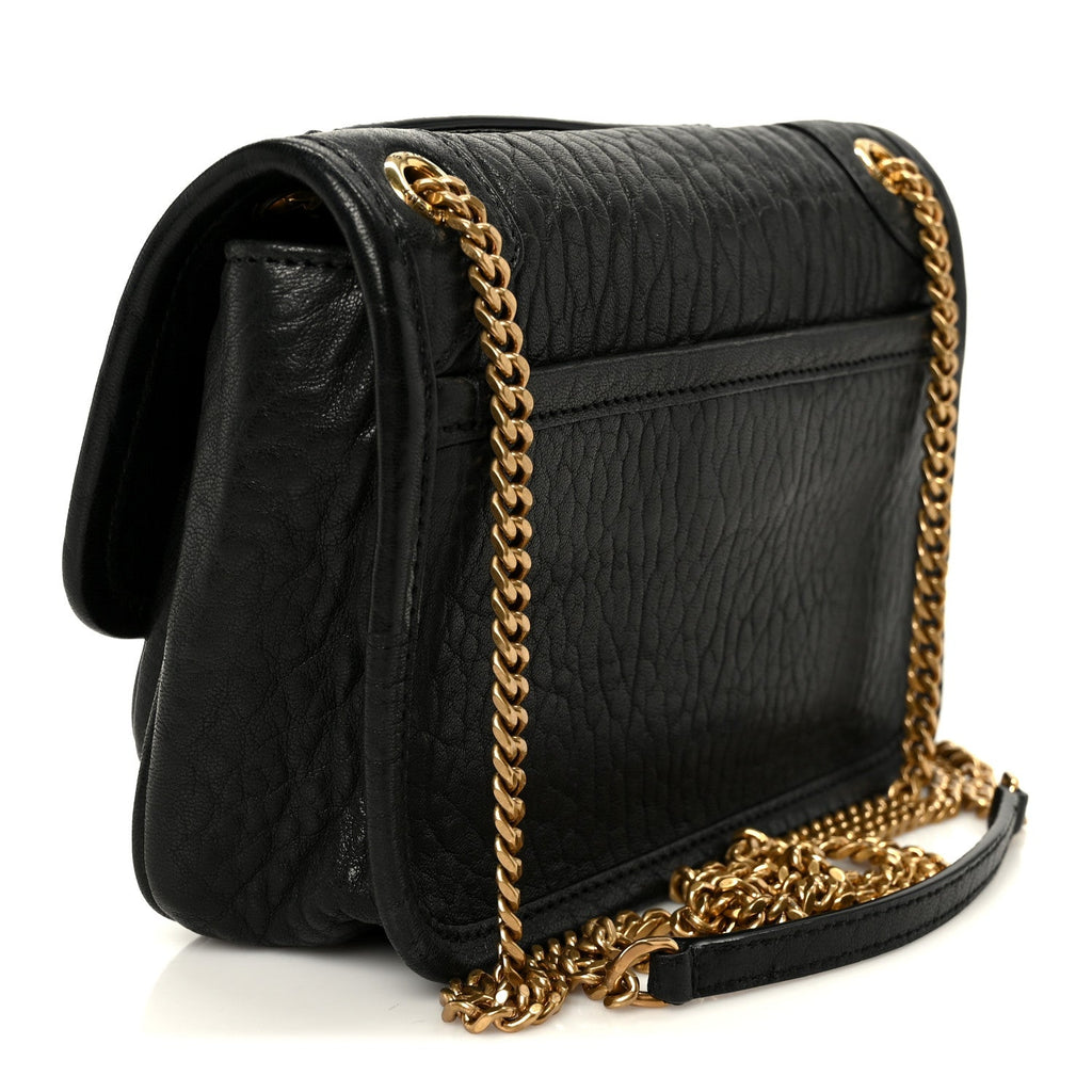 Grained Lambskin Monogram Mini Niki Chain Satchel Black