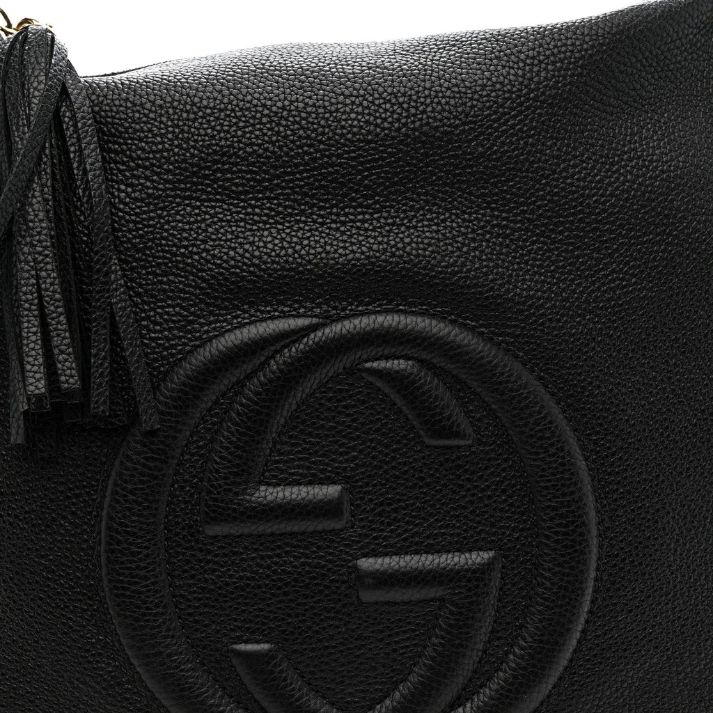 Pebbled Calfskin Large Soho Hobo Black