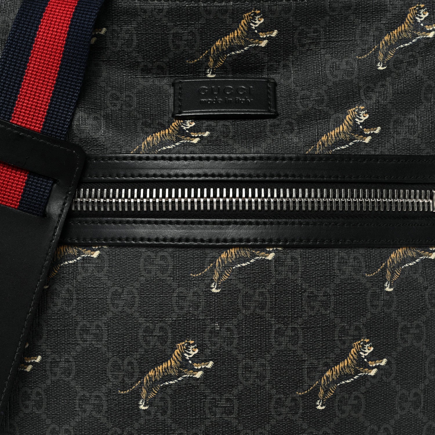 GG Supreme Monogram Tigers Web Messenger Bag Black Multicolor