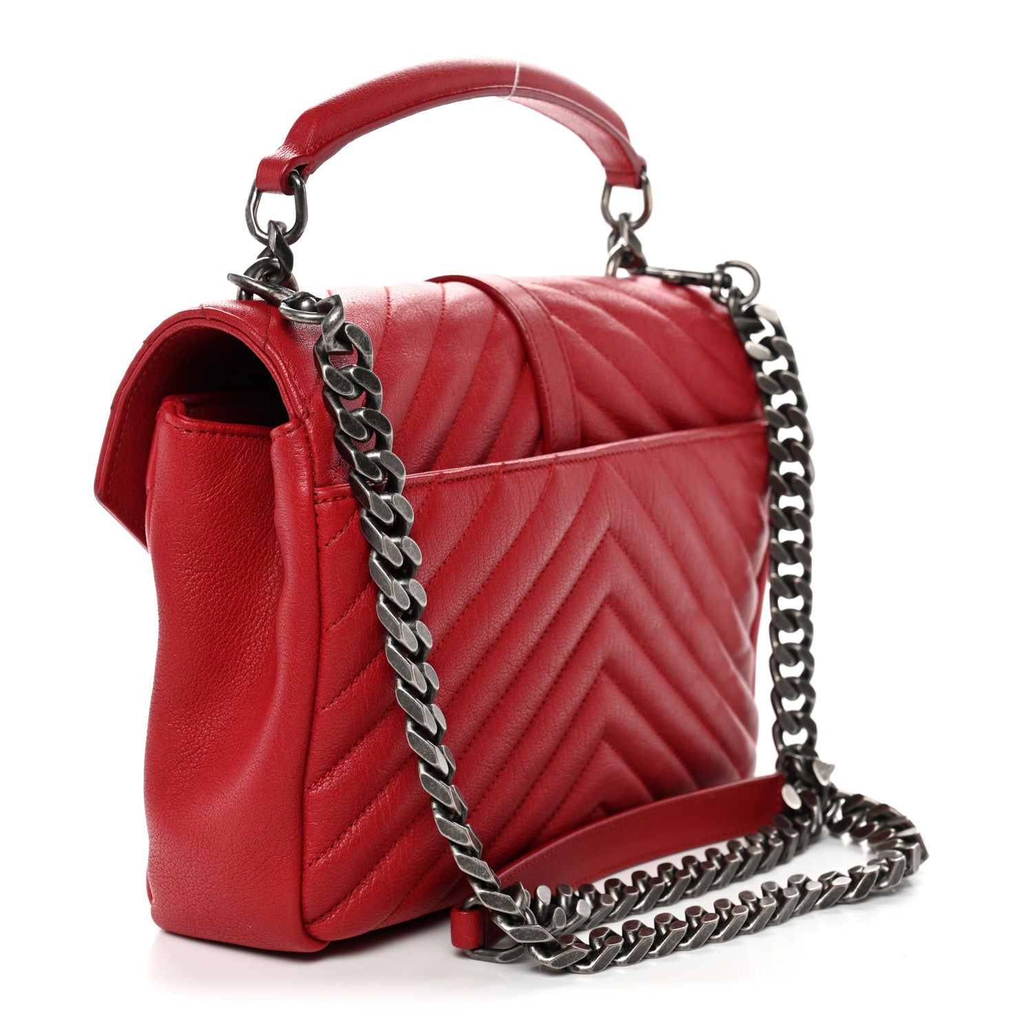 Sheepskin Matelasse Chevron Monogram Medium College Bag Rouge