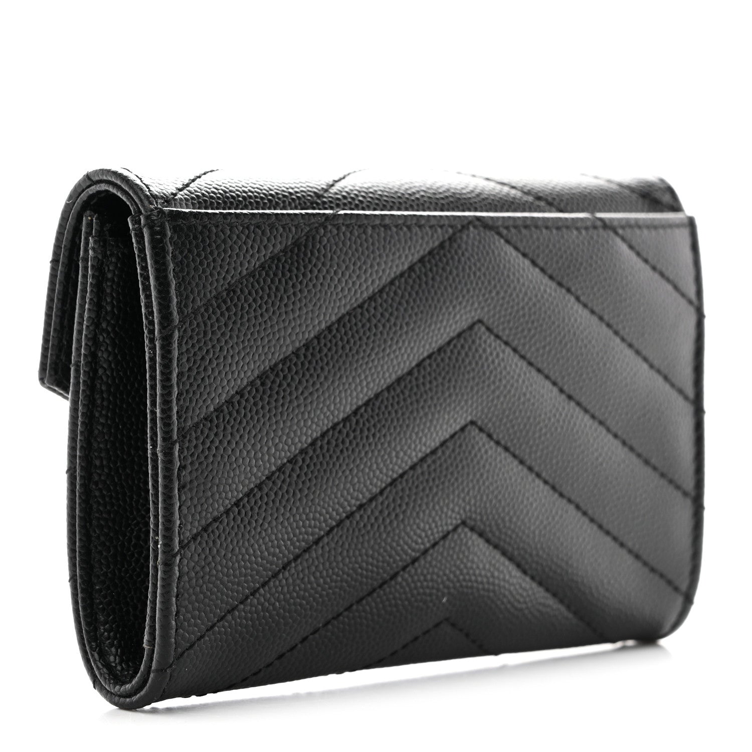 Grain De Poudre Matelasse Chevron Small Monogram Envelope Wallet Black