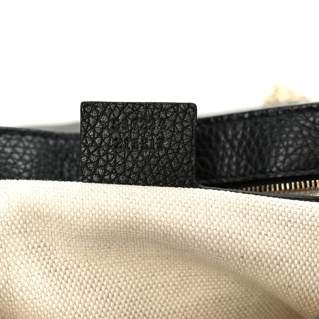 Pebbled Calfskin Medium Soho Flap Crossbody Black
