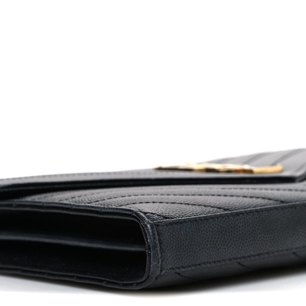 Grain De Poudre Matelasse Chevron Monogram Chain Wallet Black
